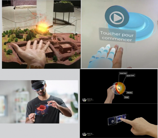 Fig. 1 : Exemples d’interactions en réalité augmentée (sources : Holoforge et Microsoft)