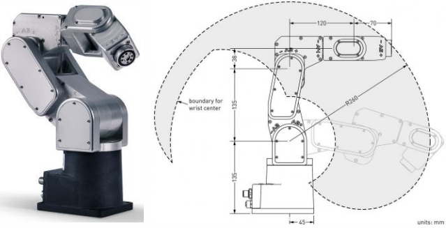 Figure 1 : Présentation du robot collaboratif 6 axes MECA500 de MECADEMIC