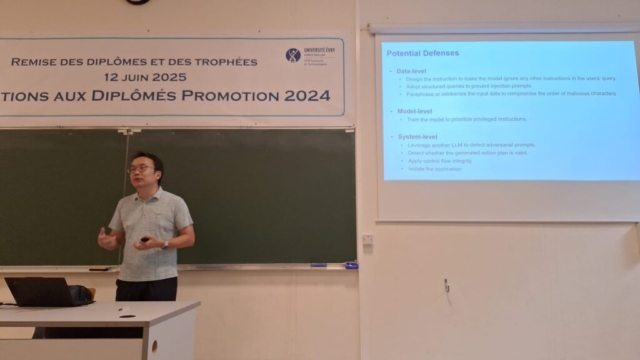 Séminaire de Dr. Tianwei Zhang (College of Computing and Data Science, Nanyang Technological University, Singapore), le mardi 24 juin 2025: « Securing the Mind and Body: Trustworthy Agent Systems Powered by Generative AI Models»