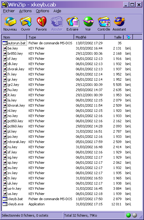 contenu de xkeys.cab